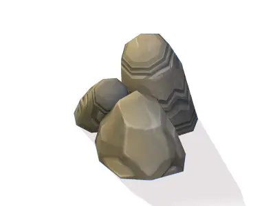 Handpaint Cartoon Stone Memorial Totem Symbol Low-poly 3D model