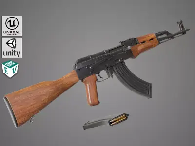 Light Machine Gun 10 Wood All PBR Unity UE Textures Low-poly 3D model