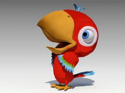 Parrot Toon Animated Low-poly 3D model