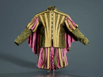 Triangle Decorated Historic Costume Cape Low-poly 3D model