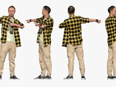 001254 stylish man and palid yellow shirt 3D model