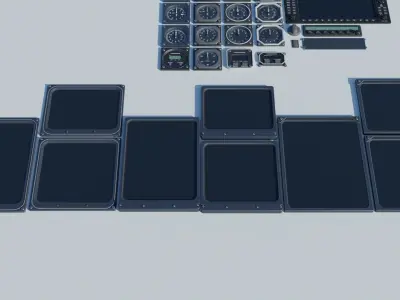 Airplane instruments pack Low-poly 3D model