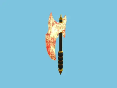 Medieval Battle Axe 09 Elemental Fire - Fantasy Weaponry Low-poly 3D model