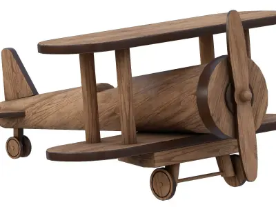 Wood Airplane Low-poly 3D model