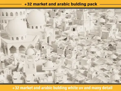 32 market and Arabic buildings pack 3D model
