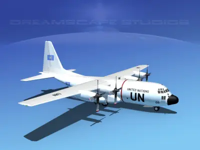 Lockheed C-130 Hercules Unated Nations 3D model