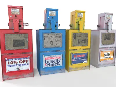 US Newspaper Compressor Boxes Game Ready PBR textures Low-poly 3D model