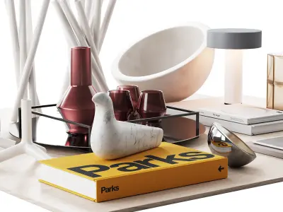 Living Decor Set Accessories For The Coffee Table vitra bird 01 3D model