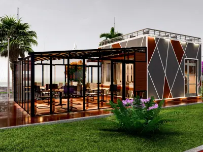  Coffeeshop Bar Low-poly 3D model