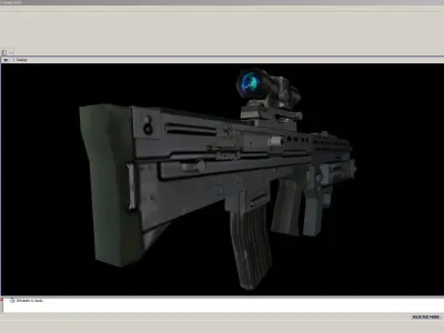 SA80-Launcher-Scope assault rifle in computer screen Low-poly 3D model