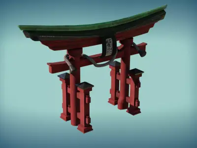 3D Stylized Japanese Torii Gate Asset 3D model