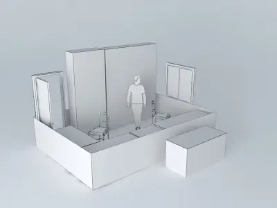 Office Storage shelves and tables Free 3D model