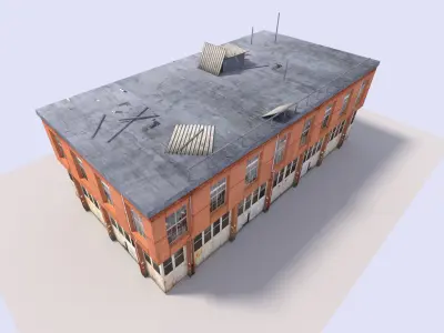 warehouse 1 old building with roof Low-poly 3D model