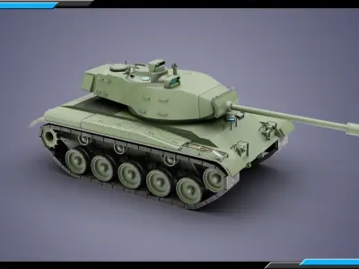 M41 Walker Bulldog Forest theme Low-poly 3D model