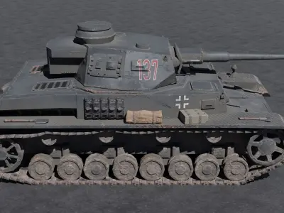 Panzer IV German WW2 tank low poly PBR Low-poly 3D model