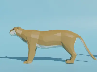 African animals Low Poly Cartoon Giraffe Elephant Lion 3D model