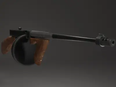 Tommy Gun Lowpoly Low-poly 3D model