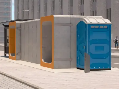 Modular Bomb Shelter with Bus Stop and Bio Toilet 3D model