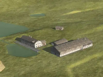 Historic Bavarian farmhouse 18th century Einfirsthof Low-poly 3D model