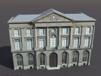 Building Low Poly Facade 74 Low-poly 3D model