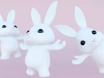 Standing rabbit character 3D model