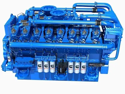 Blue V12 Diesel Engine 3D model