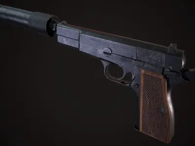 Browning Hi Power Low-poly 3D model