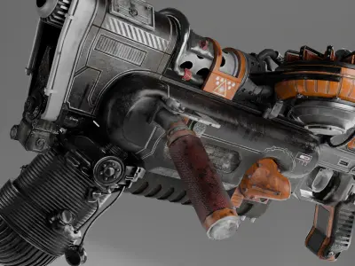 Incinerator gun Sci-fi Low-poly 3D model