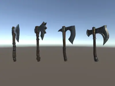 PBR Fantasy Weapons Hand Axes Low-poly 3D model