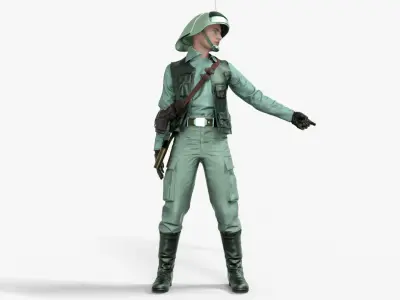 Rebel Trooper Rigged Animated Low-poly 3D model