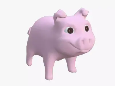Cute Pig Low-poly 3D model