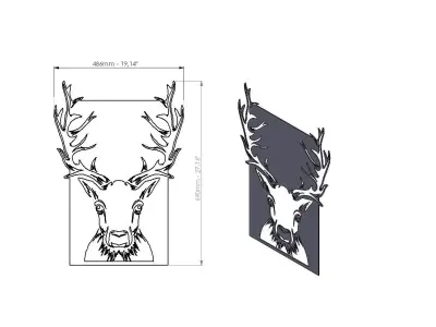 Deer metal Art Dxf and step file 3D print model