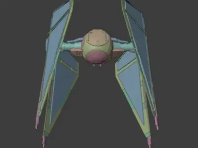 Tie-Interceptor star wars spaceship Low-poly 3D model