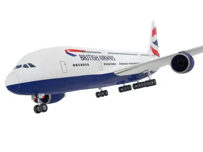 Airbus A380 Giant Airplane Low Polygon Low-poly 3D model