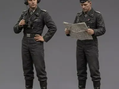 WWII German Tank Crew Infantry Officer STL Pack 3D print model