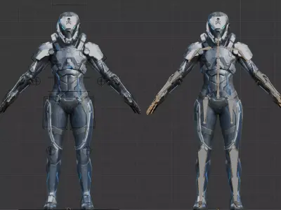  Bounty Hunter Sci-Fi Female Low-poly 3D model