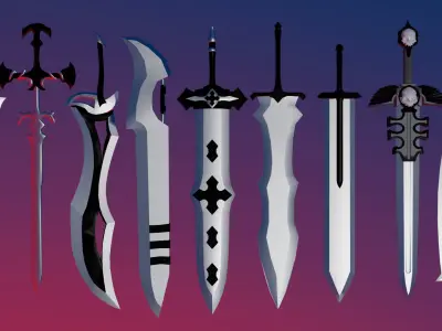 100 Fantasy Weapons Basemesh Pack V1 Free low-poly 3D model