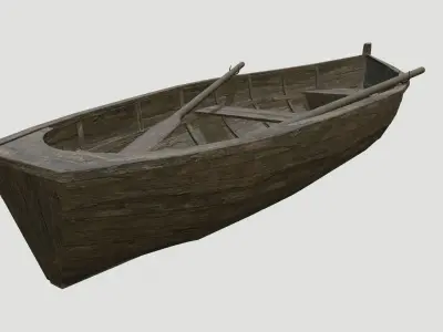  Old Row Boat Low-poly 3D model