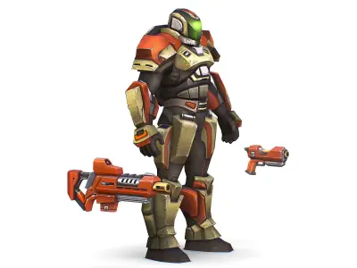 Sci-Fi Male Cyborg Man Drone Trooper Soldier Low-poly 3D model