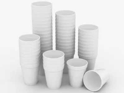 Styrofoam Cups (Pose 2) 3D model