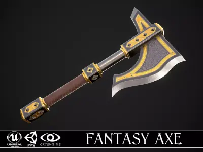 Fantasy Axe 1A Low-poly 3D model