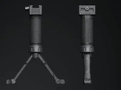 Tactical Hand Grip Bipod For Picatinny rail Low-poly 3D model
