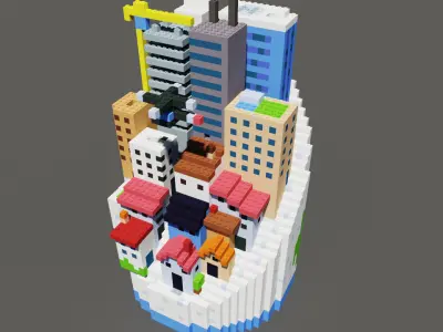 Voxel Log City 3D model