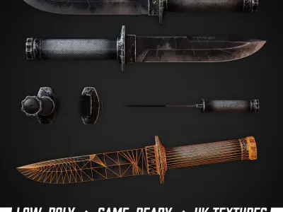 SURVIVAL-COMBAT KNIFE Low-poly 3D model