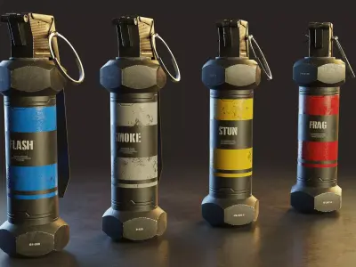 Modern Grenade Collection Low-poly 3D model