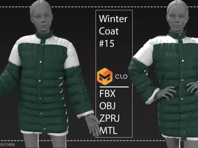 Winter Coat15  MarvelousDesigner CLO3D ZPRJ FBX OBJ MTL 3D model