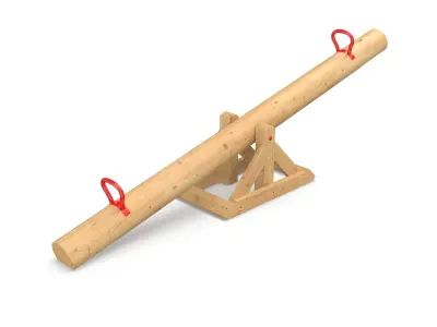 Teeterboard wooden cannon 3D model