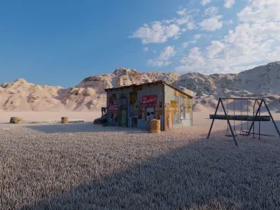 Post-Apocalyptic Gas Station 3D model