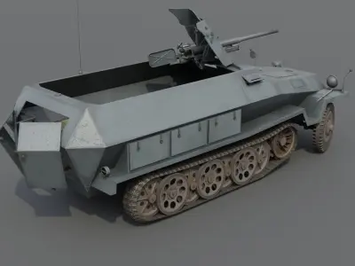 Sdkfz 251-10 PaK 36 Half-Track  Low-poly 3D model