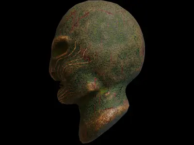 Alien creature bust Low-poly 3D model Free low-poly 3D model